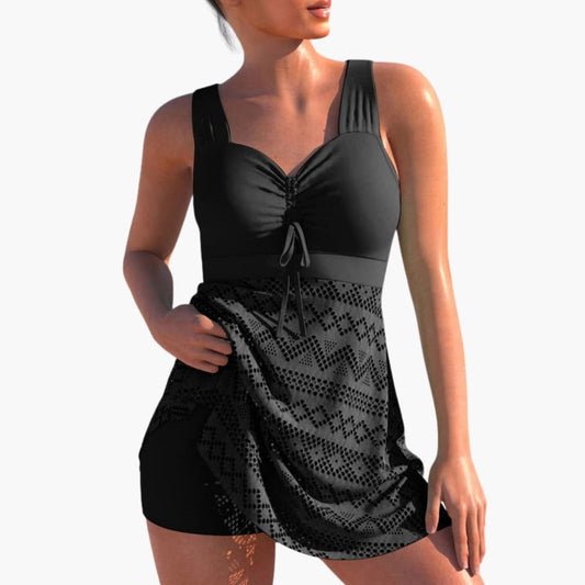 Women's Lace Swimsuit Dress Padded Ruched - Fashinoza