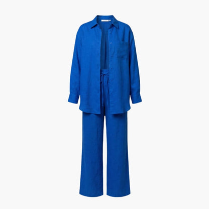 Women's Linen Two-Piece Pants Set - Fashinoza