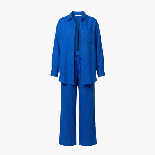 Women's Linen Two-Piece Pants Set - Fashinoza