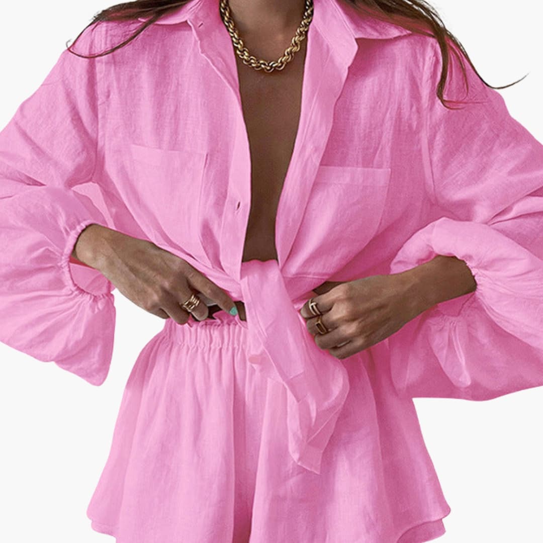 Women's Linen Two-Piece Shorts Set