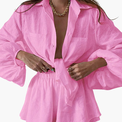Women's Linen Two-Piece Shorts Set