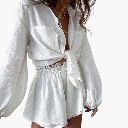 Women's Linen Two-Piece Shorts Set