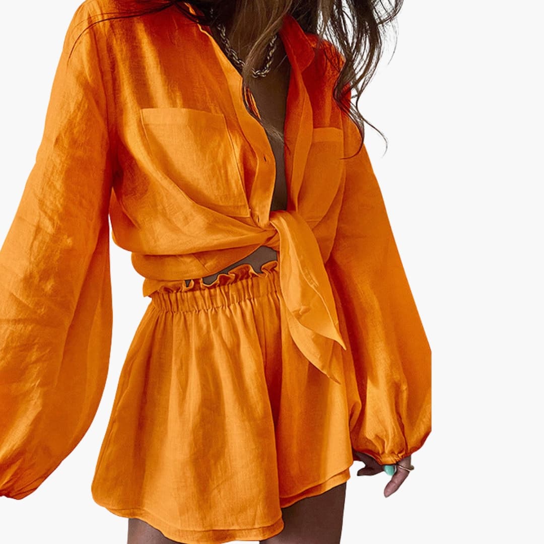 Women's Linen Two-Piece Shorts Set