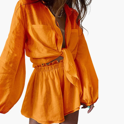 Women's Linen Two-Piece Shorts Set