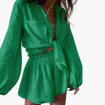 Women's Linen Two-Piece Shorts Set