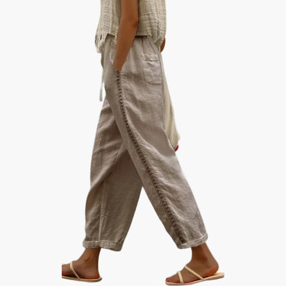 Women's Linen Loose Fit Pants - Fashinoza