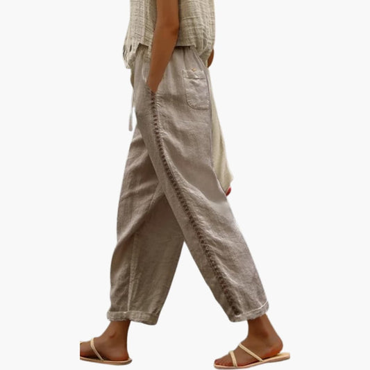 Women's Linen Loose Fit Pants - Fashinoza