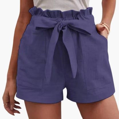 Women's Linen Shorts Wide Waistband Natural