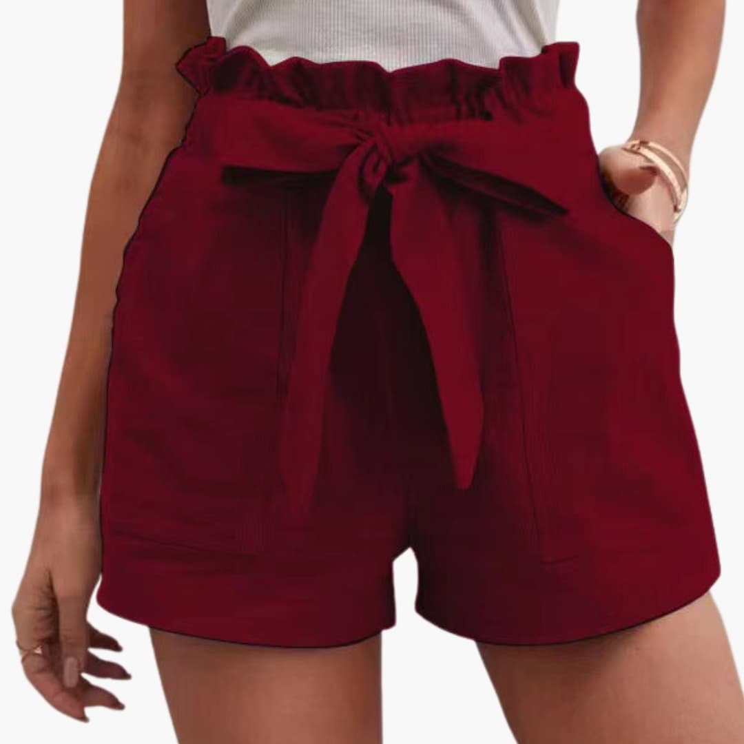 Women's Linen Shorts Wide Waistband Natural