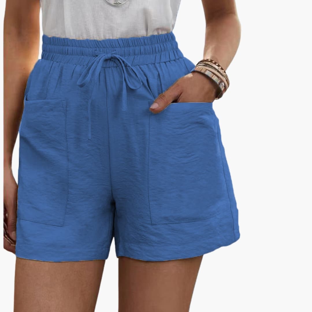 Women's Linen Wide Leg Shorts with Side Pockets