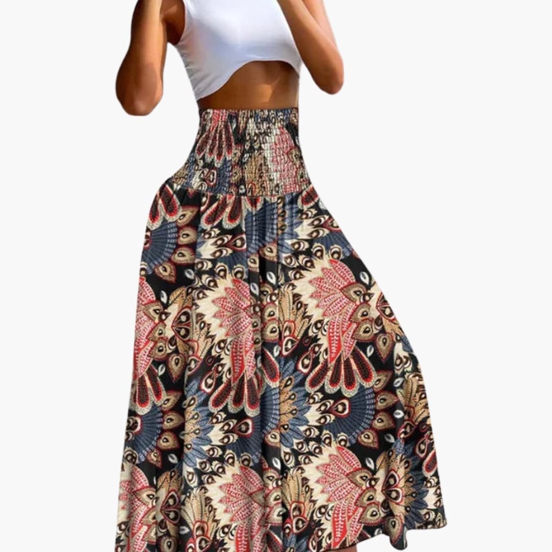 Women's A-Line Skirt Elastic Waist Side Pockets