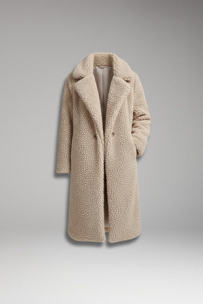 Women's Lapel Collar Long Coat Textured - 
Fashinoza