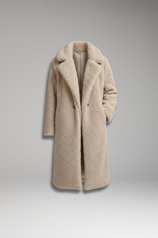 Women's Lapel Collar Long Coat Textured - 
Fashinoza
