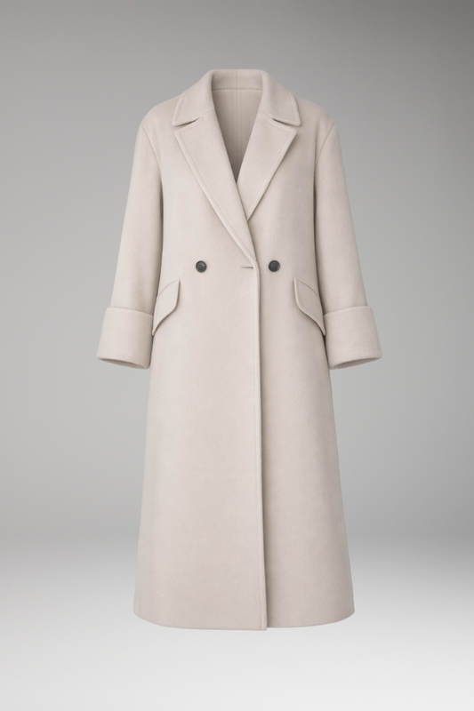 Women's Notched Collar Long Coat Button Front - 
Fashinoza