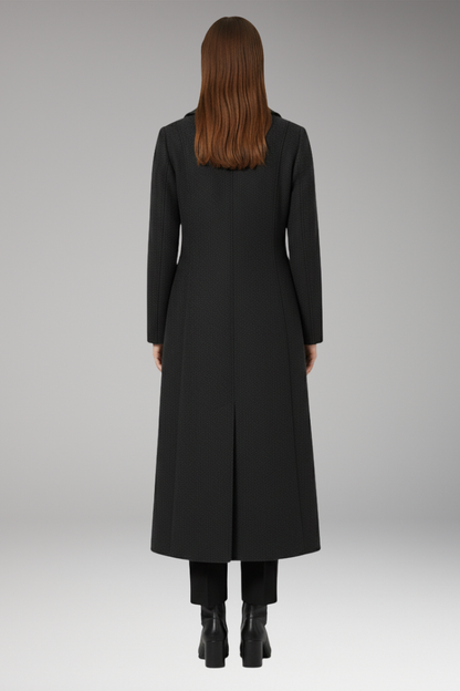 Women's Long Wool Coat Welt Pockets Tan