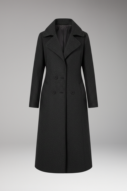 Women's Long Wool Coat Welt Pockets Tan - 
Fashinoza