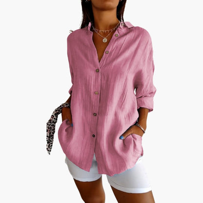 Women's Woven Blouse Button Front Longline