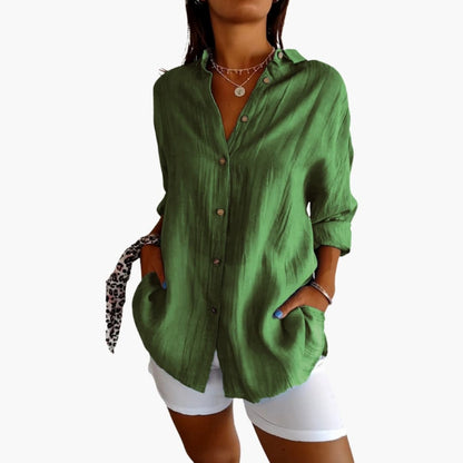 Women's Woven Blouse Button Front Longline
