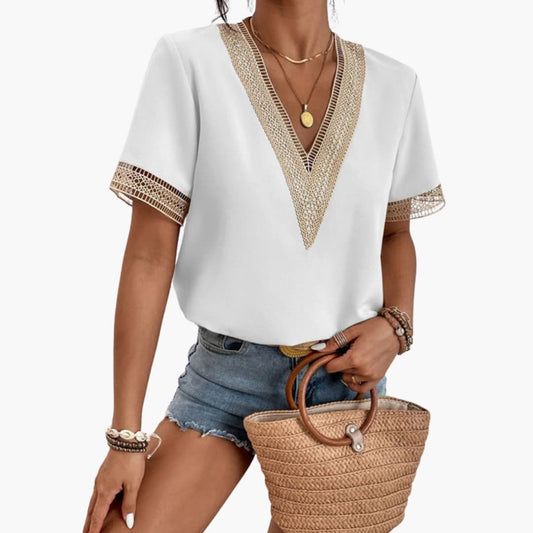 Women's Short Sleeve T-Shirt Loose Fit Plain - Fashinoza