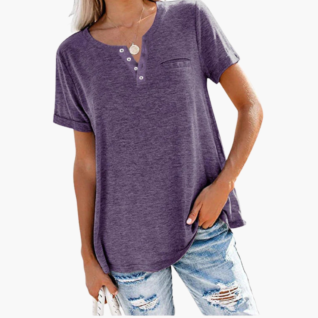 Women's Relaxed Fit T-Shirt Button Front