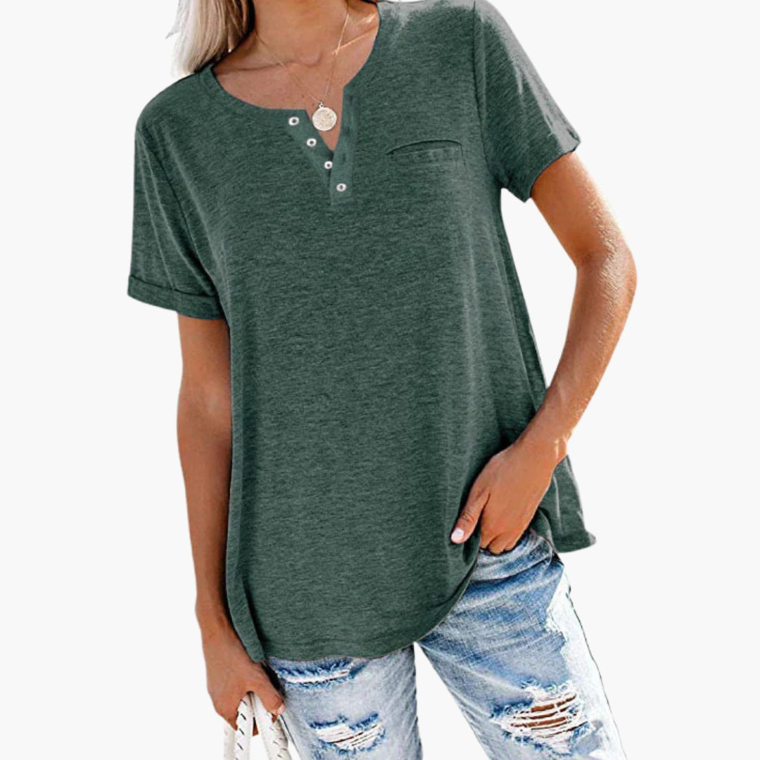 Women's Relaxed Fit T-Shirt Button Front