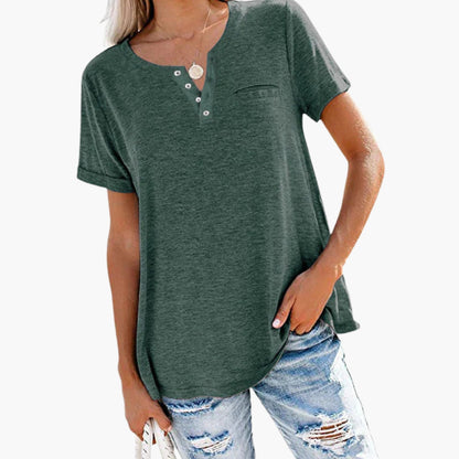 Women's Relaxed Fit T-Shirt Button Front