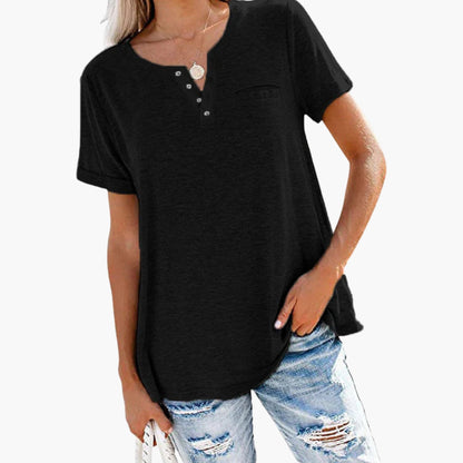 Women's Relaxed Fit T-Shirt Button Front
