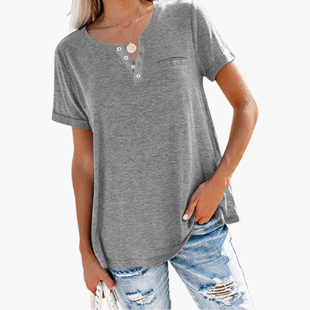 Women's Relaxed Fit T-Shirt Button Front