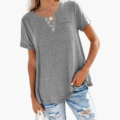 Women's Relaxed Fit T-Shirt Button Front