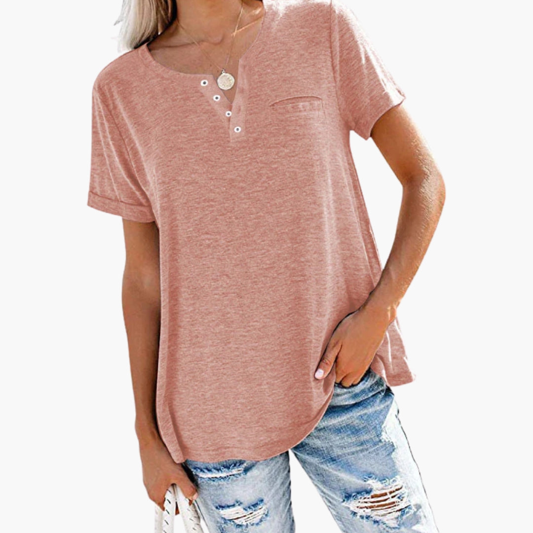 Women's Relaxed Fit T-Shirt Button Front