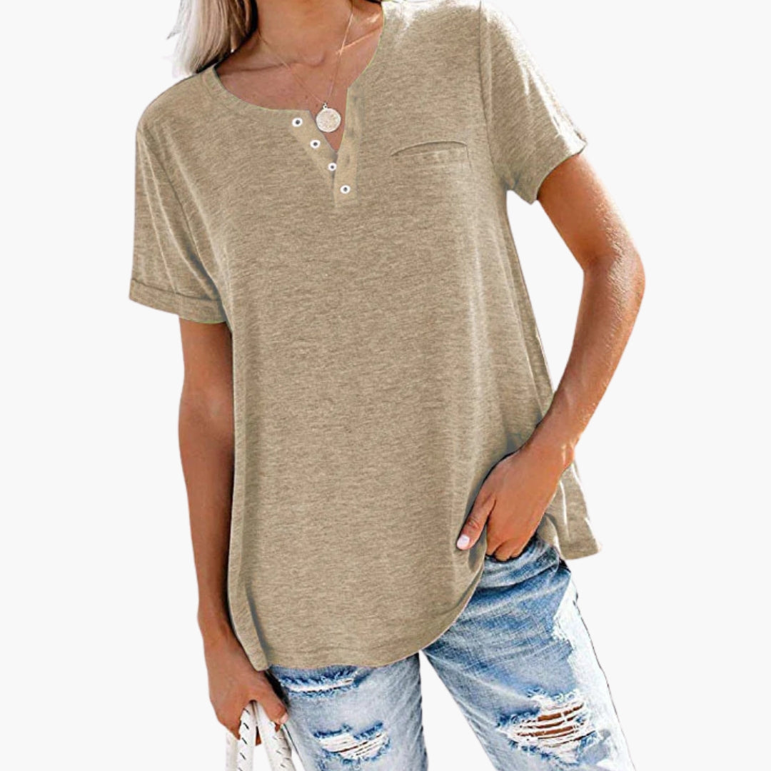 Women's Relaxed Fit T-Shirt Button Front