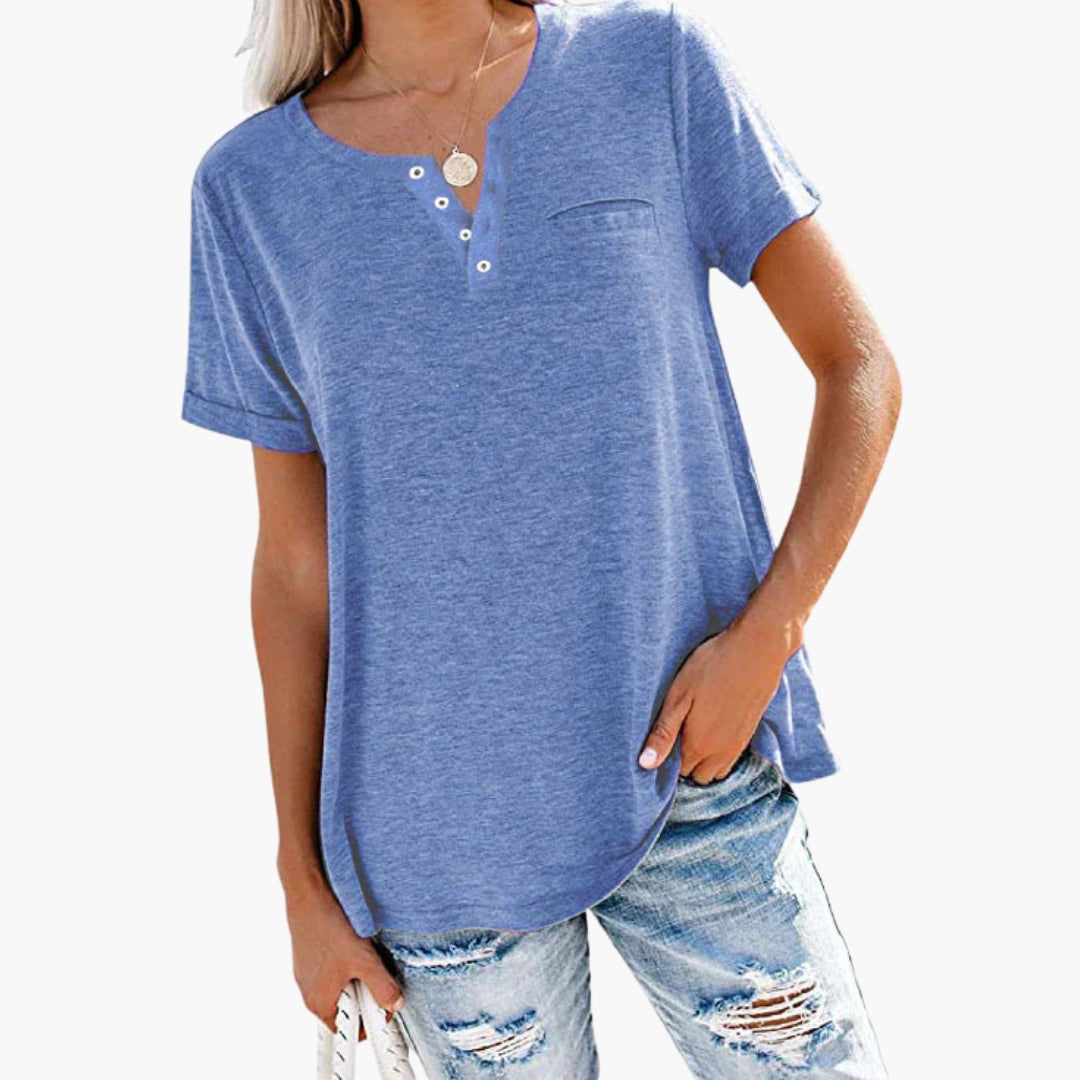 Women's Relaxed Fit T-Shirt Button Front