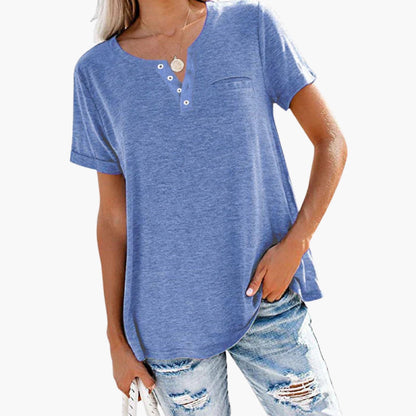 Women's Relaxed Fit T-Shirt Button Front
