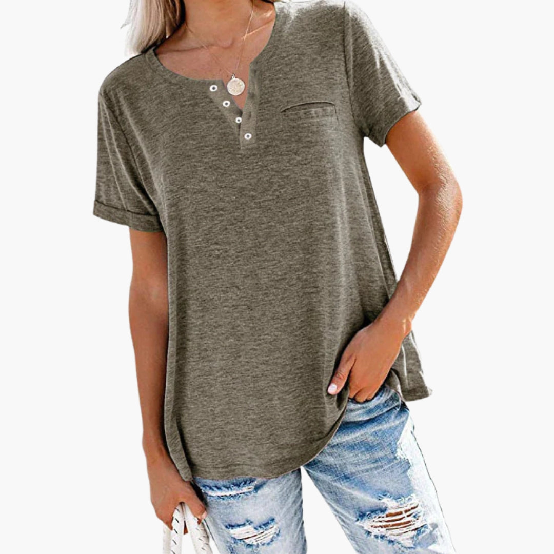 Women's Relaxed Fit T-Shirt Button Front