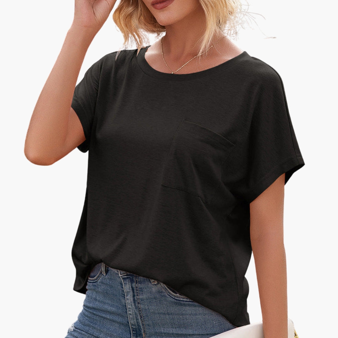 Women's Loose Fit T-Shirt Chest Pocket Cotton