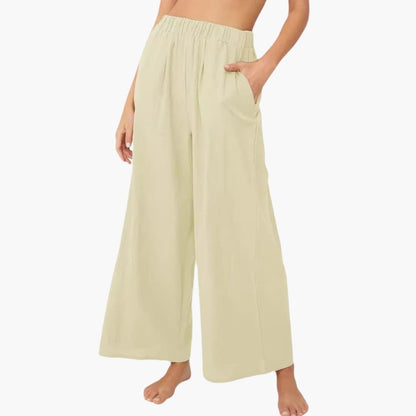 Women's Loose Fit Summer Pants Elastic Waist Side Pockets - Fashinoza