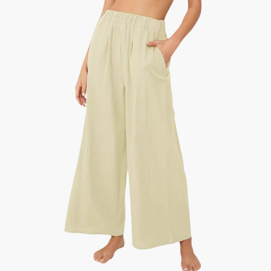 Women's Loose Fit Summer Pants Elastic Waist Side Pockets - Fashinoza