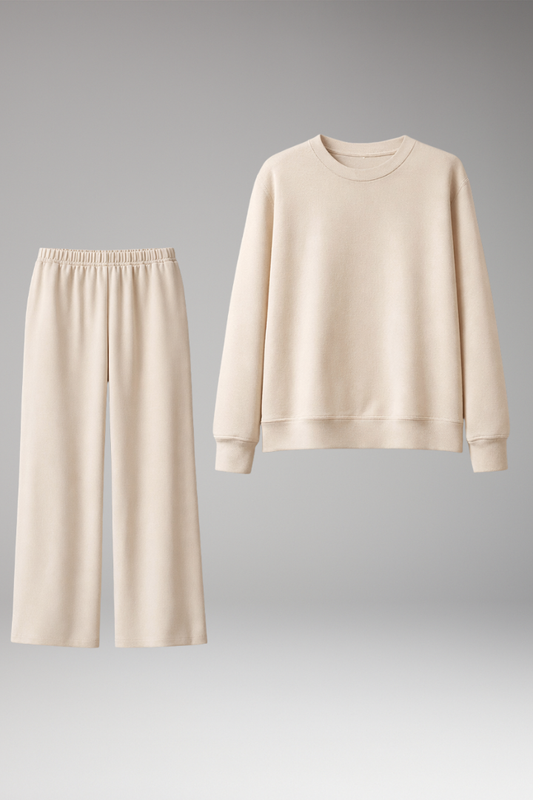 Women's Lounge Set Round Neck Elastic Waist - 
Fashinoza