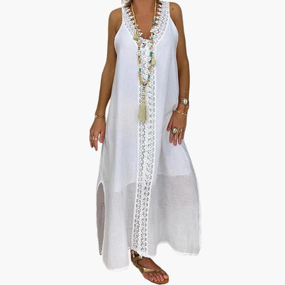 Women's Lace Maxi Dress with Side Slits
