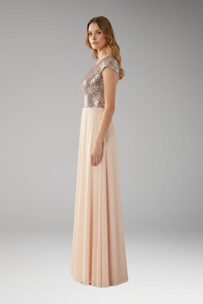 Women's V-Neck Maxi Dress Chiffon Sequin