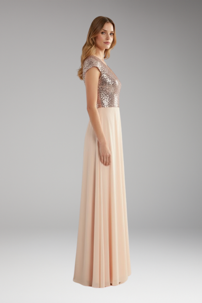Women's V-Neck Maxi Dress Chiffon Sequin