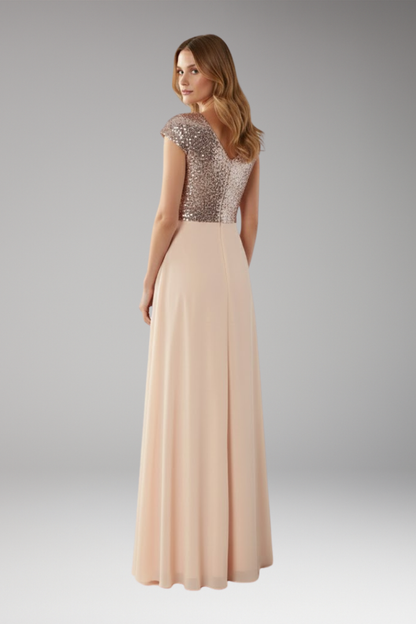 Women's V-Neck Maxi Dress Chiffon Sequin