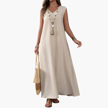 Women's V Neck Maxi Dress with Side Slit
