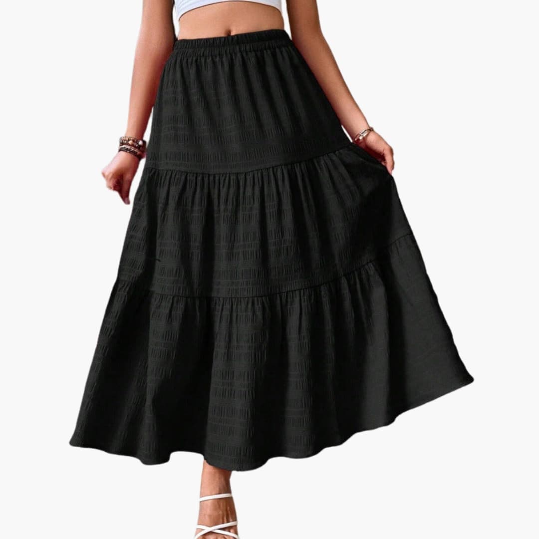Women's Maxi Skirt Elastic Waist Layered