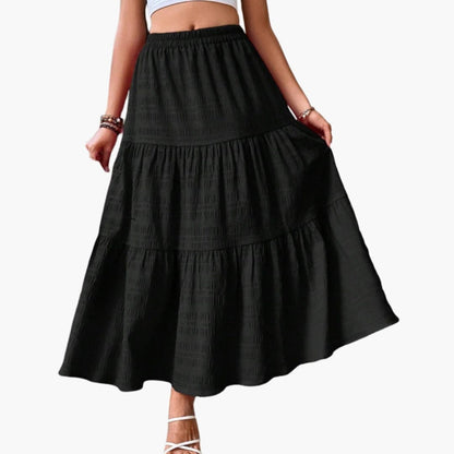 Women's Maxi Skirt Elastic Waist Layered