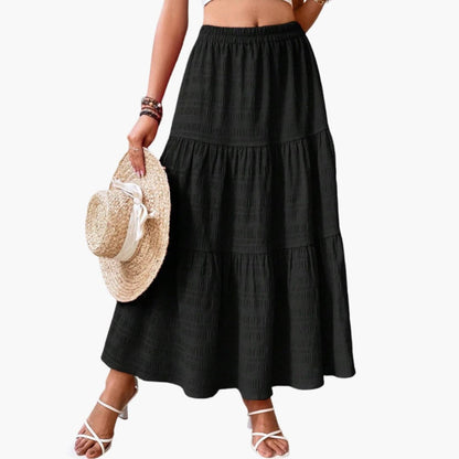 Women's Maxi Skirt Elastic Waist Layered
