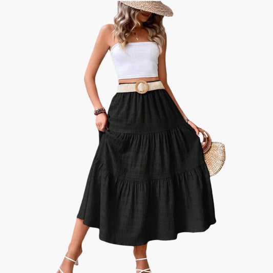 Women's Maxi Skirt Elastic Waist Layered - Fashinoza