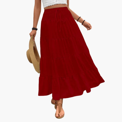 Women's Maxi Skirt Elastic Waist Ruffle Layers