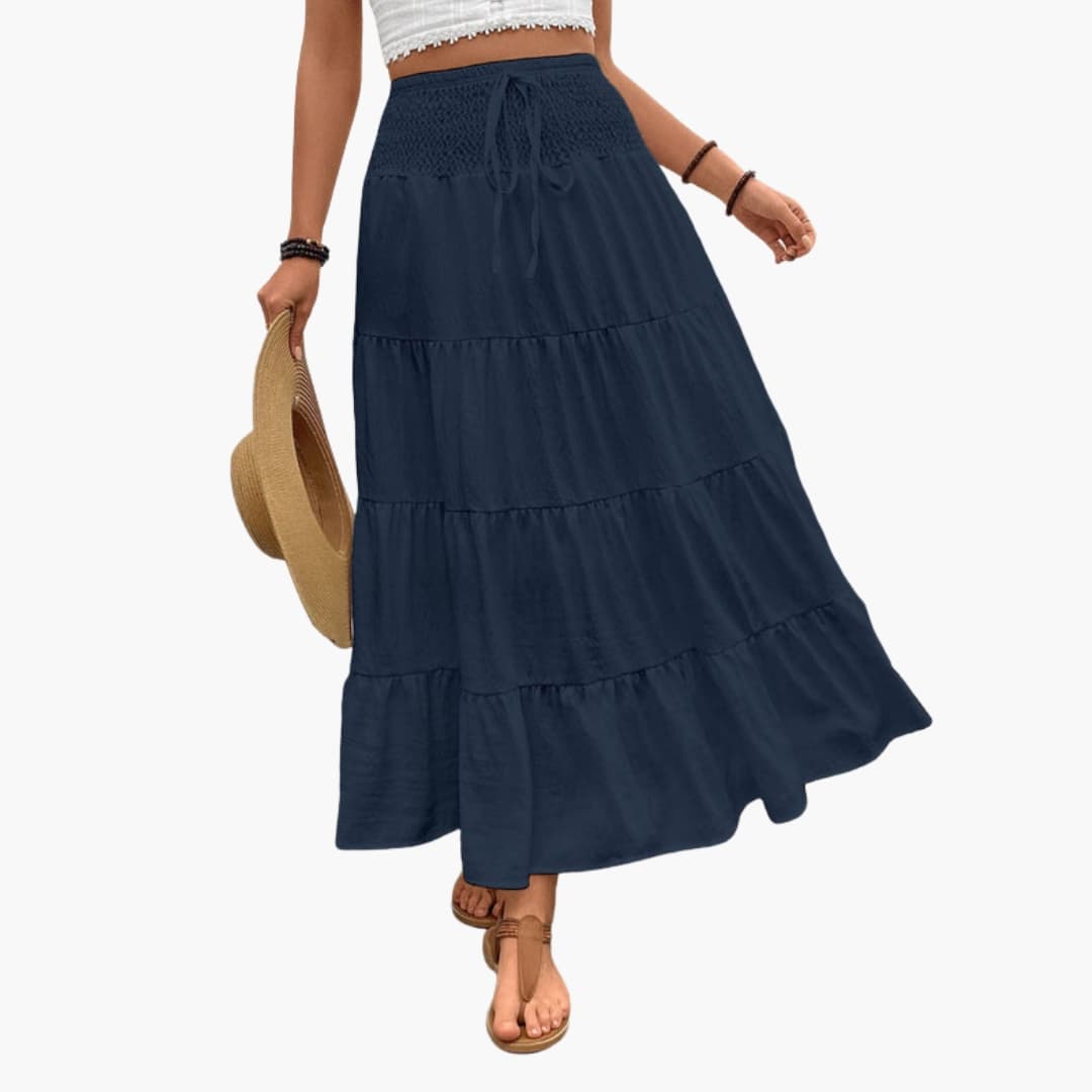 Women's Maxi Skirt Elastic Waist Ruffle Layers - Fashinoza