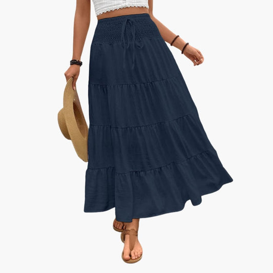 Women's Maxi Skirt Elastic Waist Ruffle Layers - Fashinoza